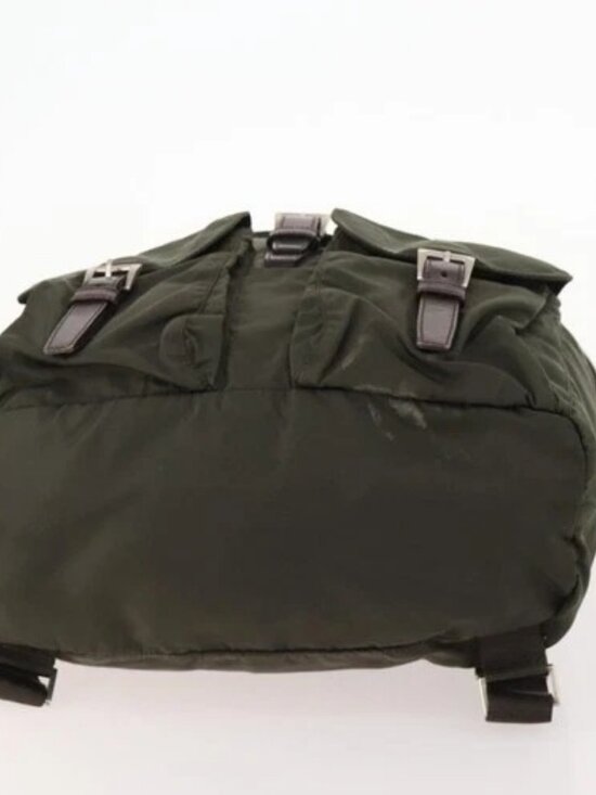 PRADA Backpack Nylon Khaki Silver Auth 172669 main image 10